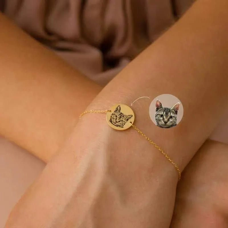 Personalized Pet Photo Bracelet | Custom Pet Face Engraved Bracelet | Gift for Pet LoversFurEver Memory
