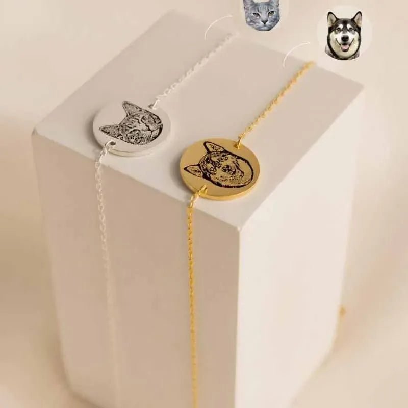 Personalized Pet Photo Bracelet | Custom Pet Face Engraved Bracelet | Gift for Pet LoversFurEver Memory