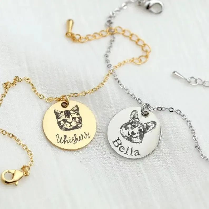 Personalized Pet Photo Bracelet | Custom Pet Face Engraved Bracelet | Gift for Pet LoversFurEver Memory