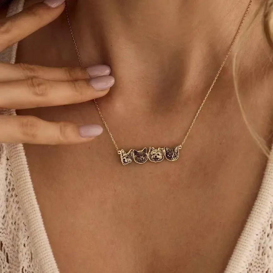Custom Pet Portrait Engraved Necklace | Wear Your Furry Friend Close to Your Heart ForeverFurEver Memory